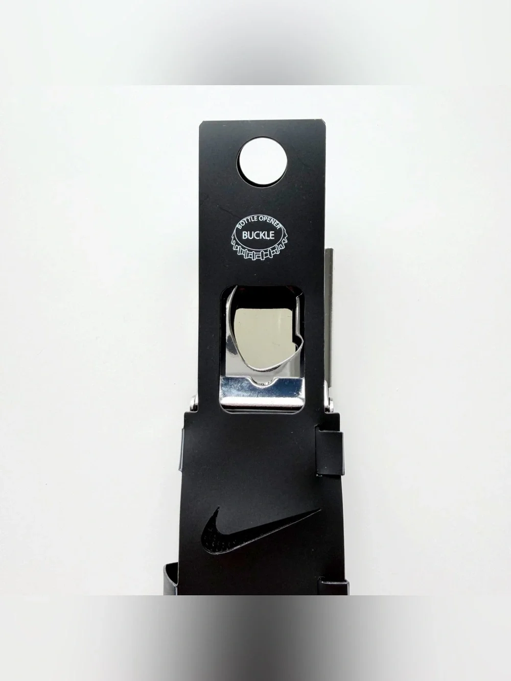 Nike Golf Web Belt Black Adjustable Silver Buckle Golfing Sporty